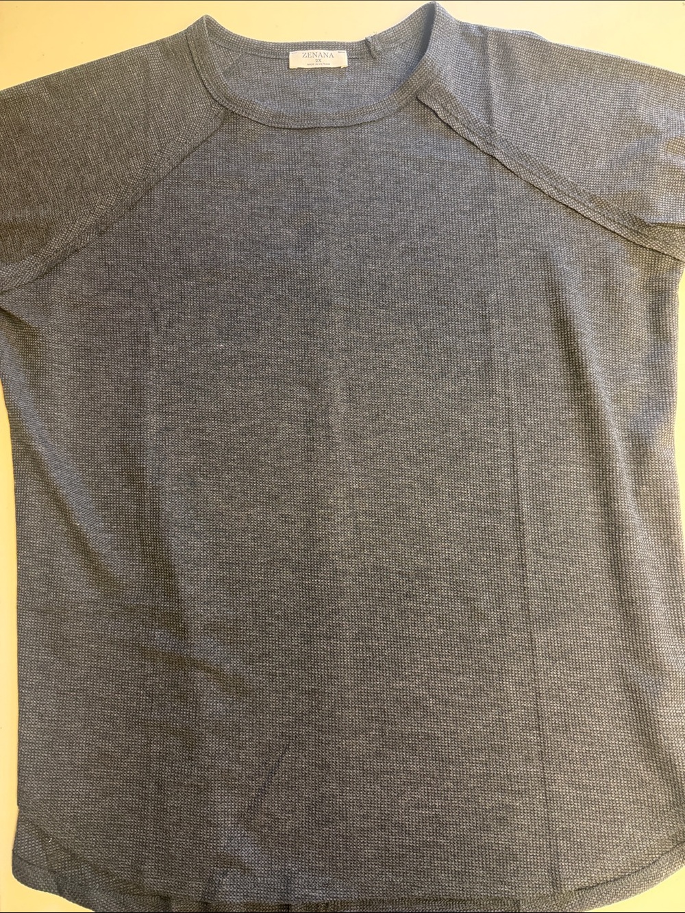 Zenana Short Sleeve Crewneck Shirt in Charcoal Heather 2X